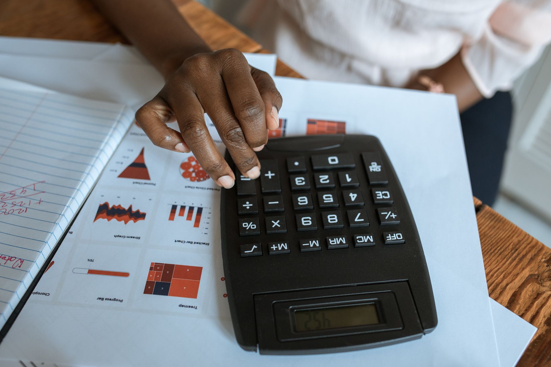 Calculator over financial charts used to size a venture debt facility