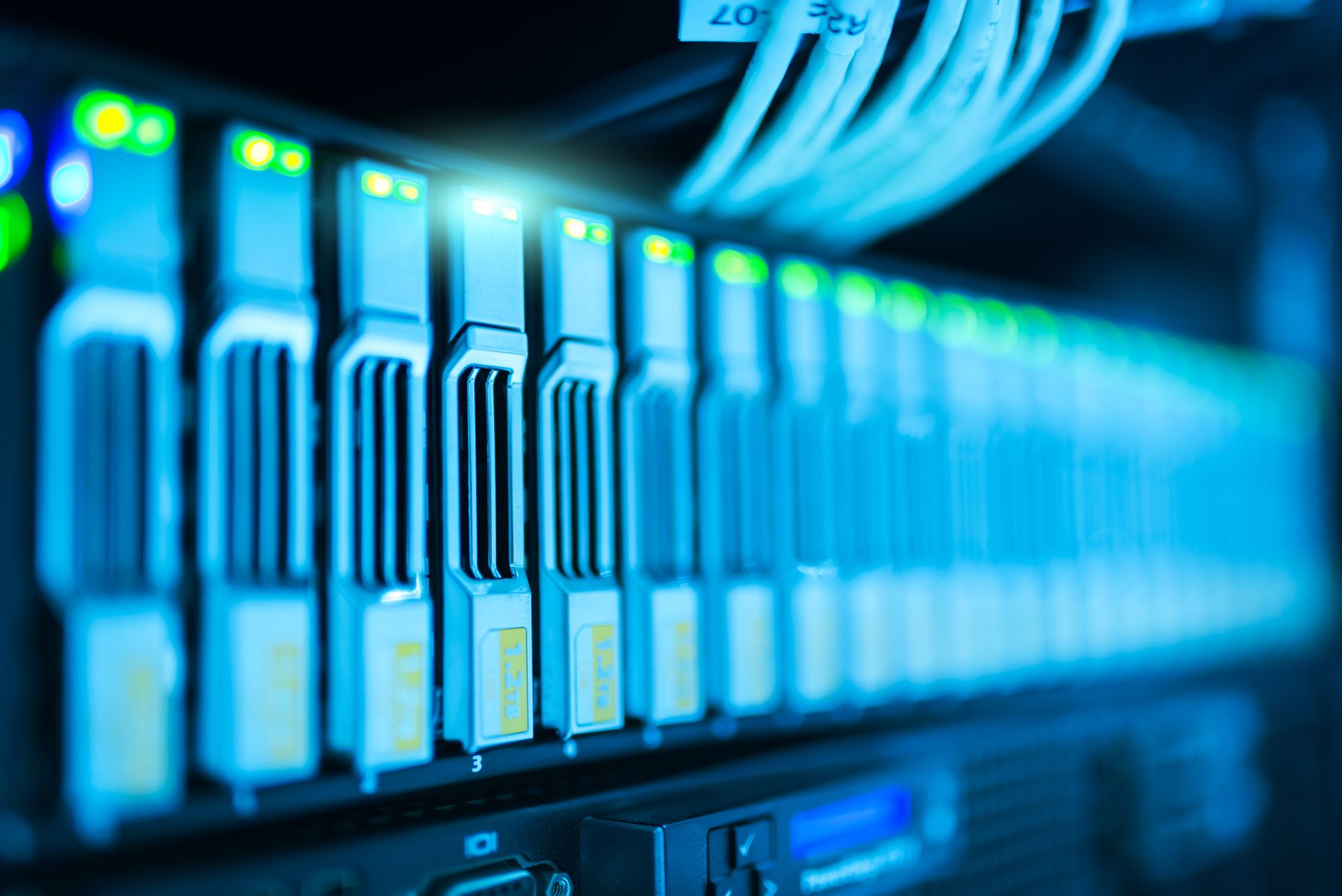Server racks in a data center, since cloud hosting is usually the largest line in SaaS cost of goods sold